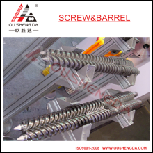 Bimetallic twin extruder screw barrel with high wear-resistance and anti-corrosion for recycled plastic